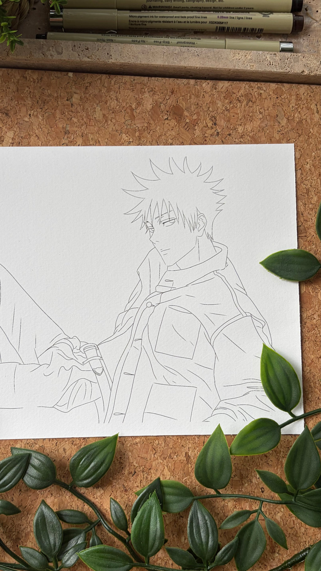 Megumi Sketch-Vorlage - Druck auf Aquarellpapier