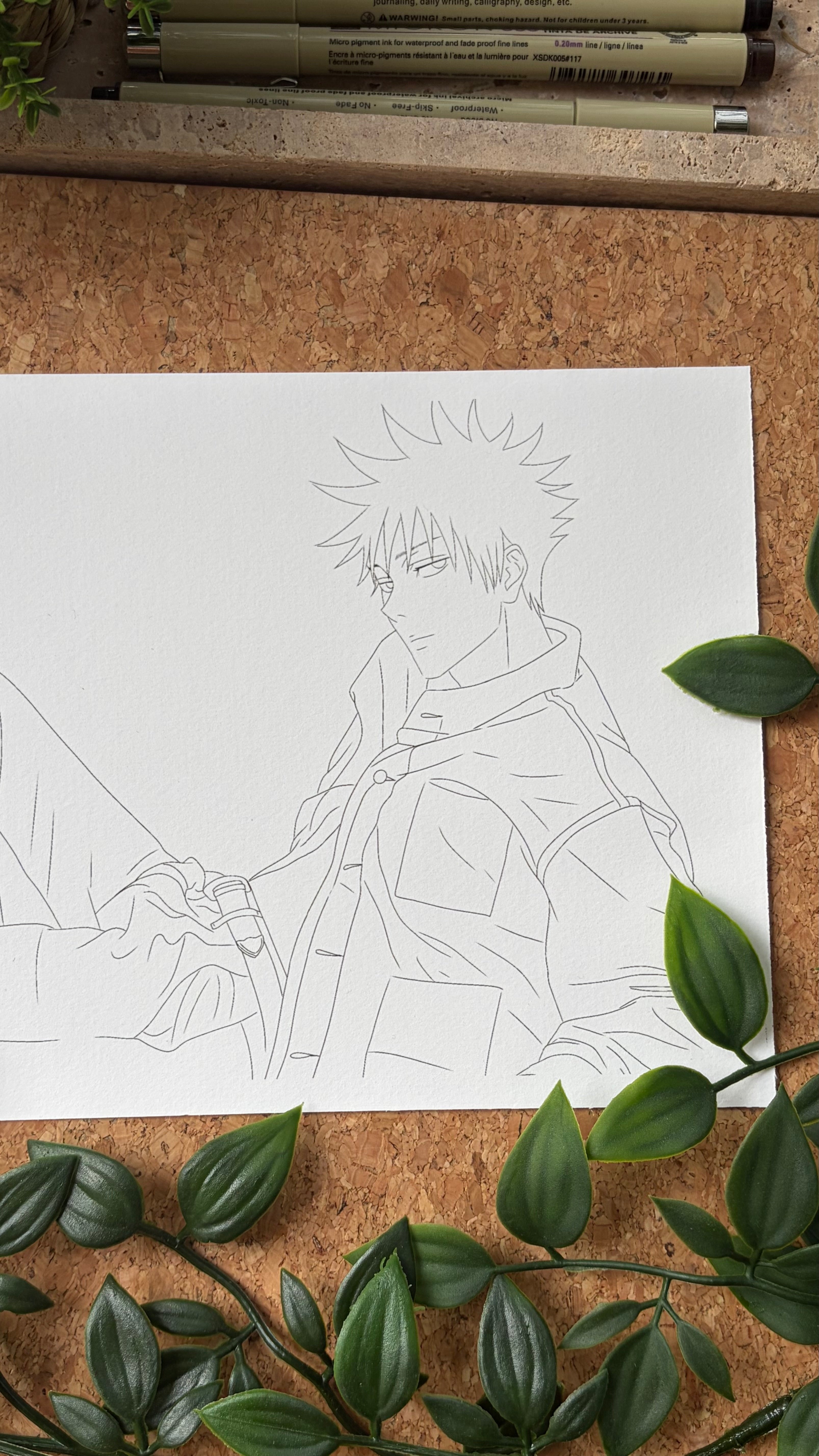 Megumi Sketch-Vorlage - Druck auf Aquarellpapier